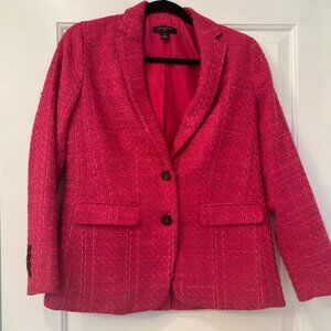 Ann Taylor 2P Petite The Greenwich Tweed Blazer Jacket Pink